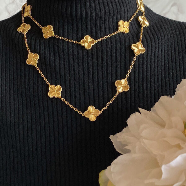 Toxse Vintage Alhambra White Gold Agate 20 Motifs Long Necklace - Image 2
