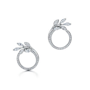 Toxse Diamond Vine Circle Earrings in Platinum
