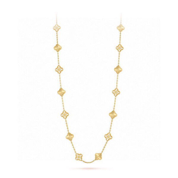 Toxse Vintage Alhambra Gold 20 Motifs Long Necklace - Image 3