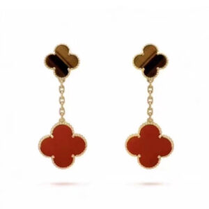 Toxse Magic Alhambra Carnelian & Tiger Eye Earrings