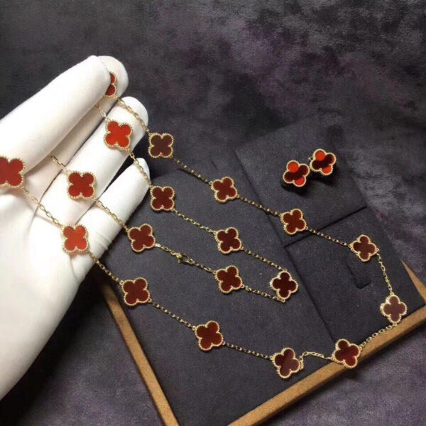 Toxse Vintage Alhambra Carnelian 20 Motifs Long Necklace - Image 5