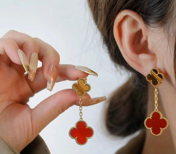 Toxse Magic Alhambra Carnelian & Tiger Eye Earrings - Image 2