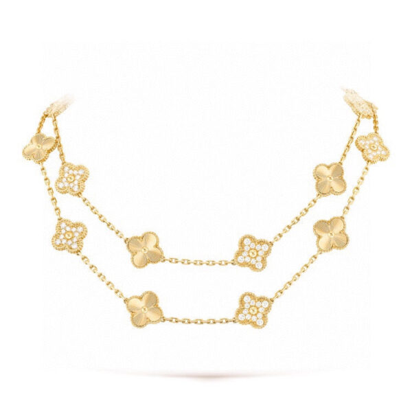 Toxse Vintage Alhambra Gold 20 Motifs Long Necklace