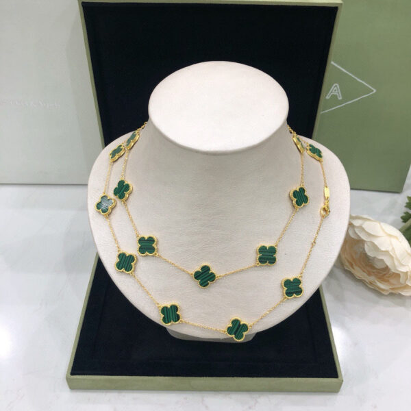 Toxse Vintage Alhambra Malachite 20 Motifs Long Necklace - Image 8