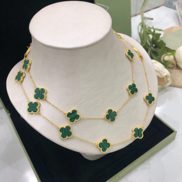 Toxse Vintage Alhambra Malachite 20 Motifs Long Necklace - Image 4