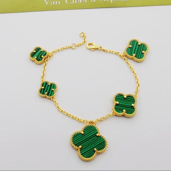 Toxse Magic Alhambra Five Malachite Motifs Clover Bracelet - Image 2