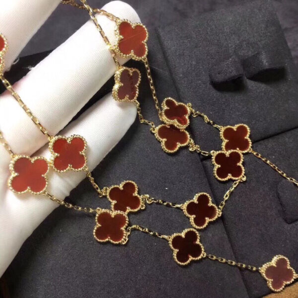 Toxse Vintage Alhambra Carnelian 20 Motifs Long Necklace - Image 6