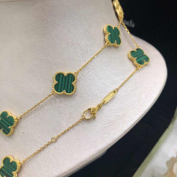 Toxse Vintage Alhambra Malachite 20 Motifs Long Necklace - Image 6