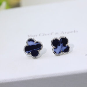 Toxse Vintage Alhambra White Gold Blue Earrings