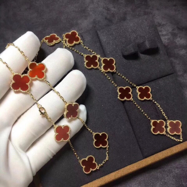 Toxse Vintage Alhambra Carnelian 20 Motifs Long Necklace - Image 4