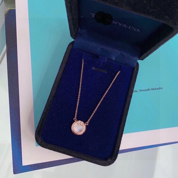 Toxse Diamond & Turquoise Circle Pendant Necklace - Image 6