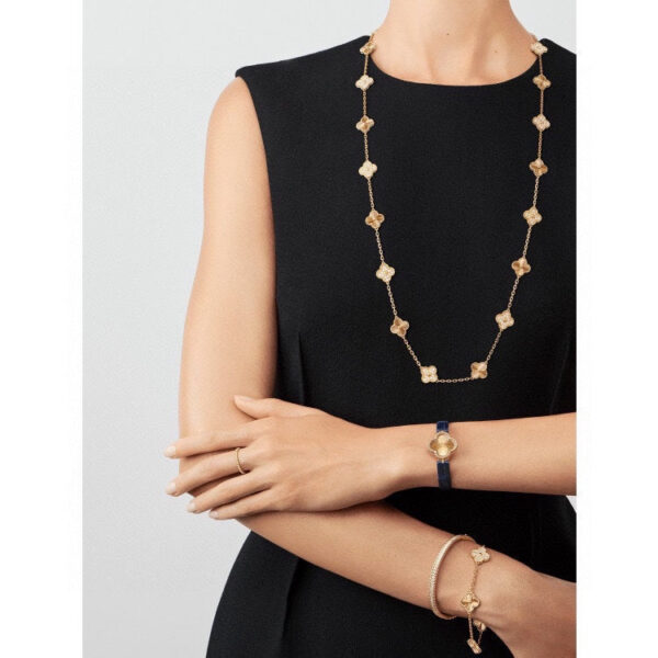 Toxse Vintage Alhambra Gold 20 Motifs Long Necklace - Image 2