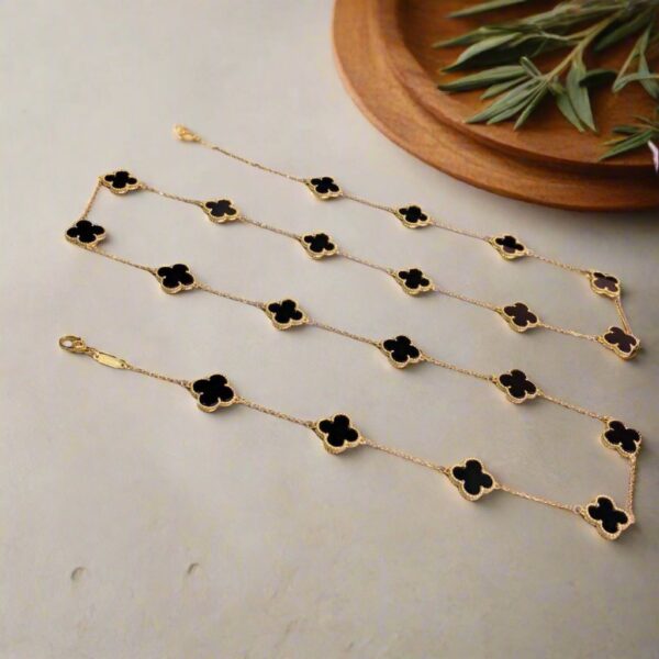 Toxse Vintage Alhambra Black 20 Motifs Long Necklace - Image 6