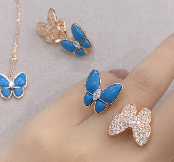 Toxse Two Butterfly Between the Finger Turquoise Ring - Image 2