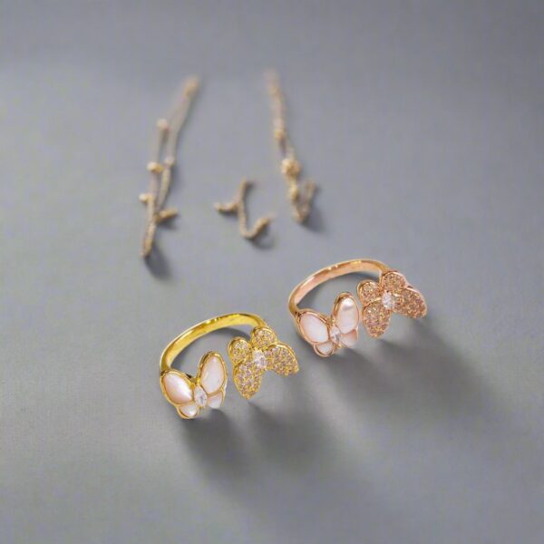 Toxse Two Butterfly Between the Finger Pearl Ring - Image 3