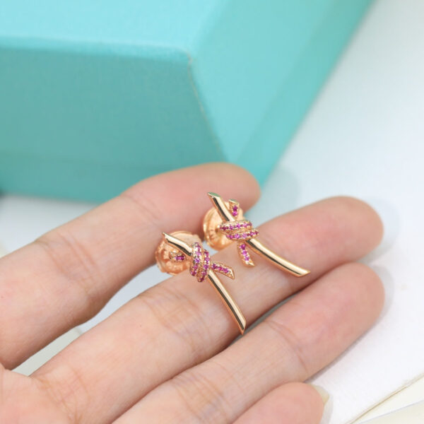 Toxse Knot Pink Diamonds Earrings - Image 6