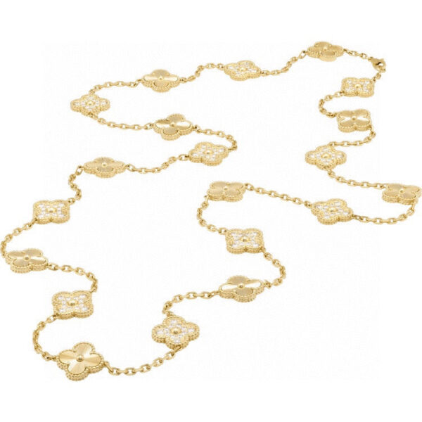 Toxse Vintage Alhambra Gold 20 Motifs Long Necklace - Image 4