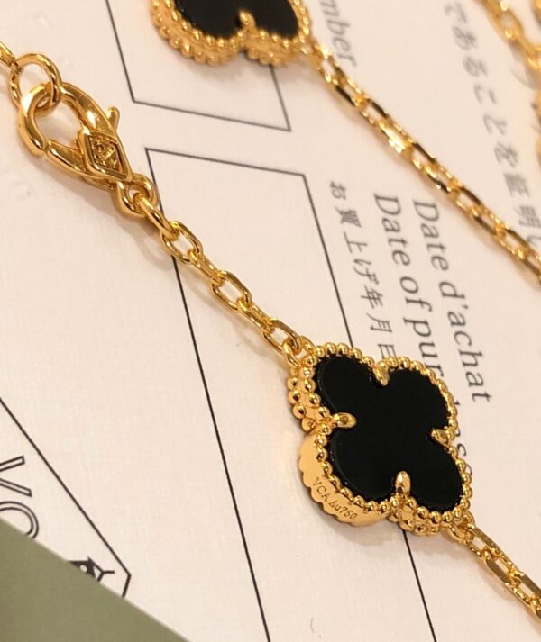 Toxse Vintage Alhambra Onyx And Diamond 20 Motifs Necklace - Image 6
