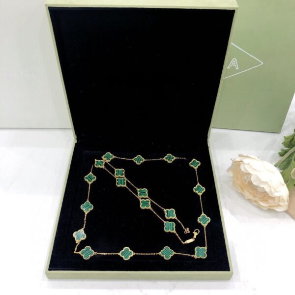 Toxse Vintage Alhambra Malachite 20 Motifs Long Necklace - Image 7