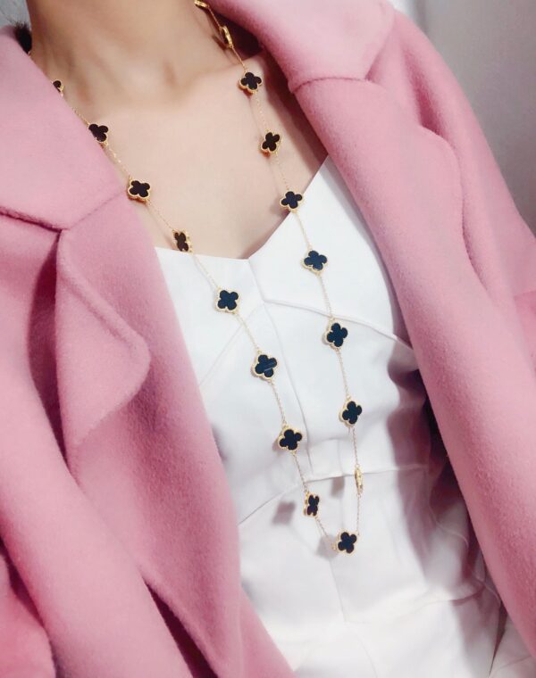Toxse Vintage Alhambra Black 20 Motifs Long Necklace - Image 7