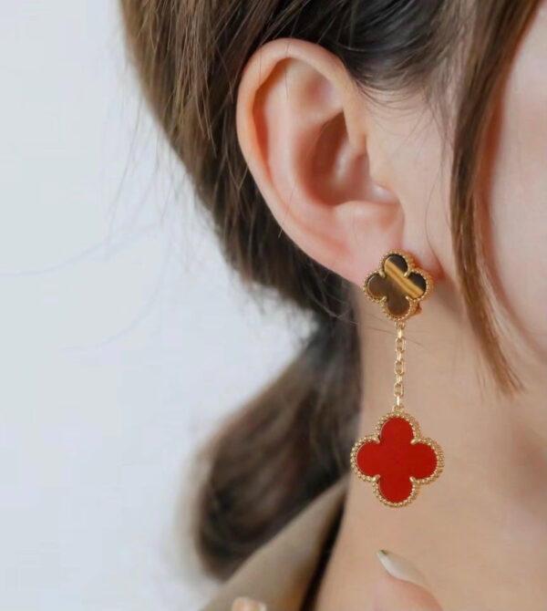 Toxse Magic Alhambra Carnelian & Tiger Eye Earrings - Image 6