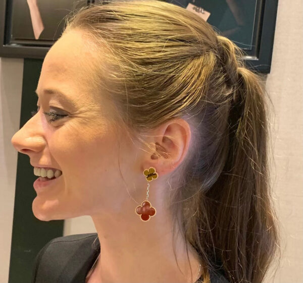Toxse Magic Alhambra Carnelian & Tiger Eye Earrings - Image 3