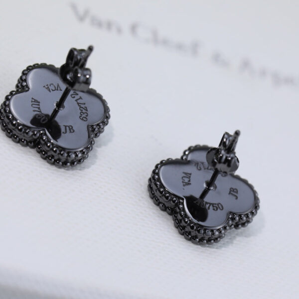 Toxse Vintage Alhambra Black Paint Earrings - Image 6