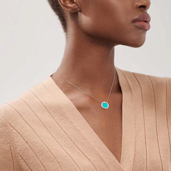 Toxse Diamond & Turquoise Circle Pendant - Image 5
