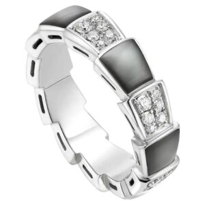 Toxse Serpenti Ring Silver Diamond Black Mop 4Mm
