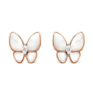 Toxse Butterfly Mop Diamond Pink Gold Earrings