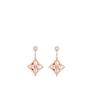 Toxse Double Star Pink Gold Mop Drop Earrings