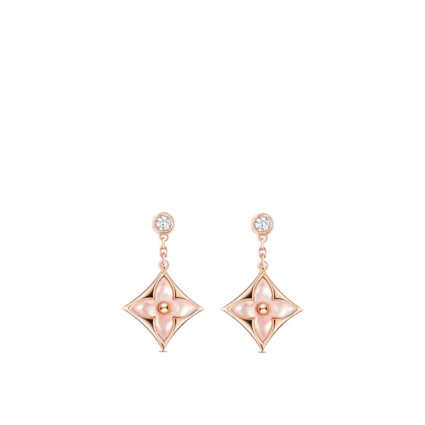 Toxse Double Star Pink Gold Mop Drop Earrings
