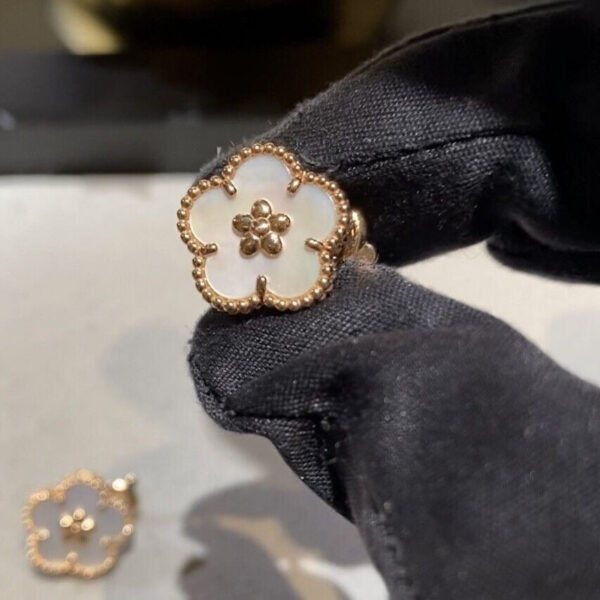Toxse Lucky Spring White Blossom Pink Gold Earrings - Image 13