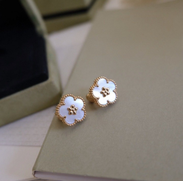 Toxse Lucky Spring White Blossom Pink Gold Earrings - Image 12
