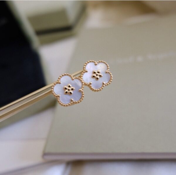 Toxse Lucky Spring White Blossom Pink Gold Earrings - Image 10