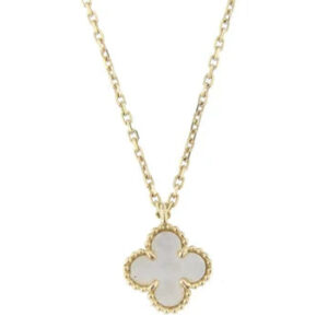 Toxse Clover Pendant Pink Mop Gold Necklace