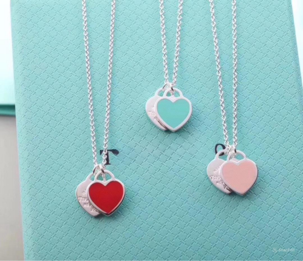 Toxse T - Jewelry Double Heart Pendant Silver Necklace - Image 9