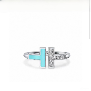 Toxse T - Jewelry Double T With Diamond Silver Ring
