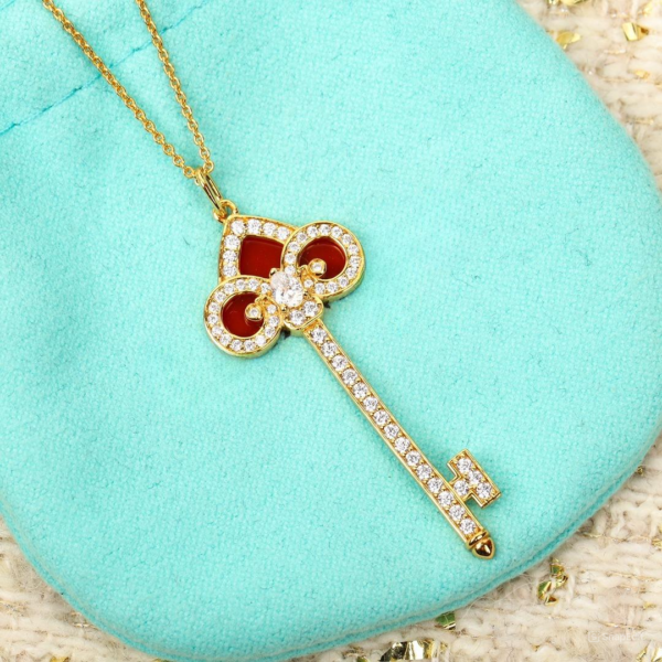 Toxse T - Jewelry Fleur De Lis Key Red Diamond Necklace - Image 6
