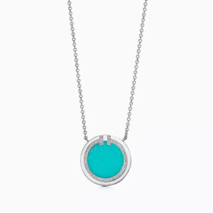 Toxse Diamond & Turquoise Circle Pendant