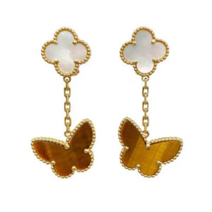 Toxse Lucky Butterfly Mop Tiger Eye Earrings