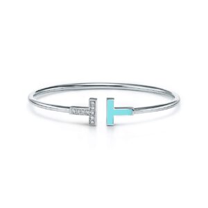 Toxse T Diamond and Turquoise Wire Bracelet