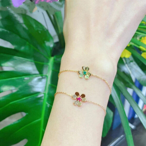 Toxse Frivole Gold Flower Pink Malachite Bracelet - Image 2