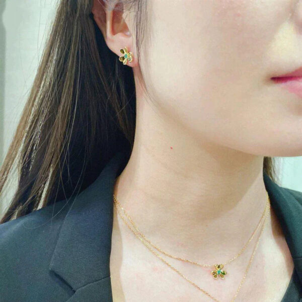 Toxse Frivole Gold Flower Malachite Earrings - Image 5
