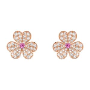Toxse Frivole Pink Gold Flower Diamond Earrings