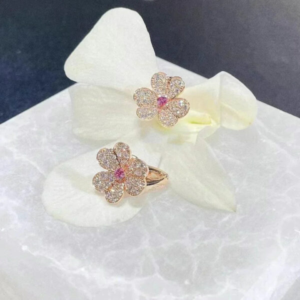 Toxse Frivole Pink Gold Flower Diamond Earrings - Image 7