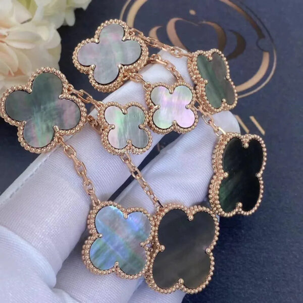 Toxse Clover Earrings Dark Mop 4 Motifs Pink Gold - Image 3