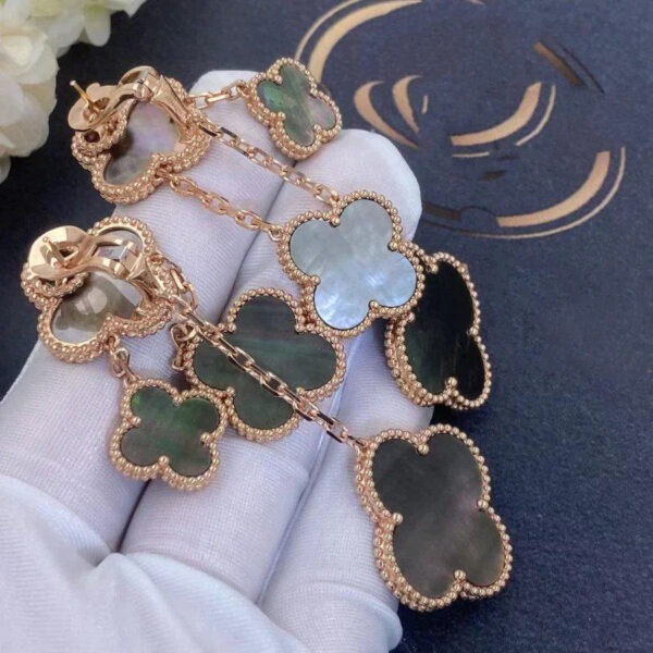 Toxse Clover Earrings Dark Mop 4 Motifs Pink Gold - Image 5
