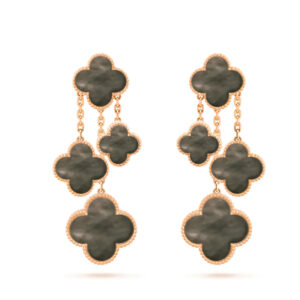 Toxse Clover Earrings Dark Mop 4 Motifs Pink Gold