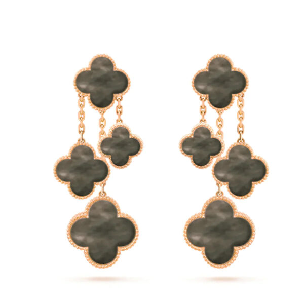 Toxse Clover Earrings Dark Mop 4 Motifs Pink Gold